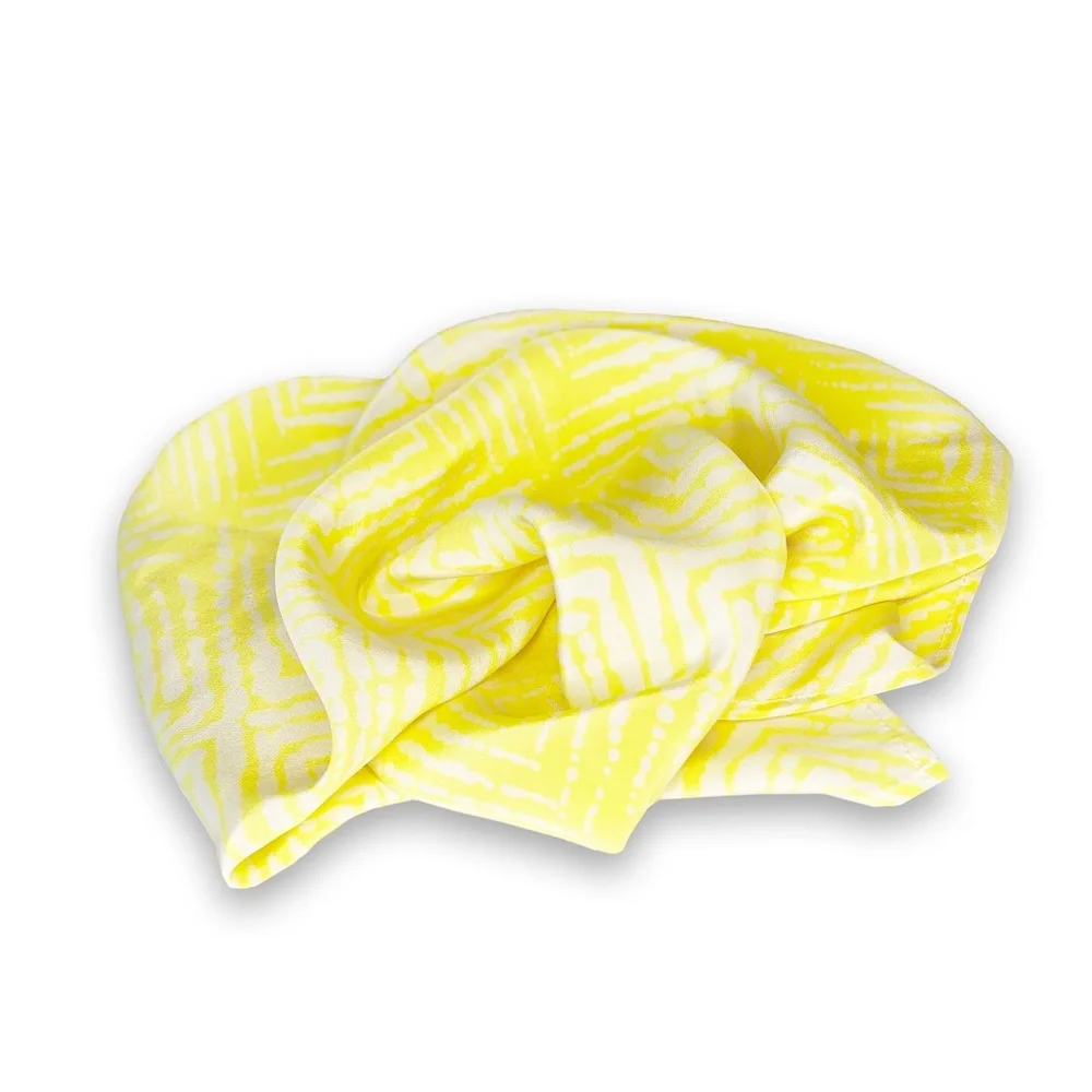 NWT SILKLETTE Soleil 100% Fine Silk Kerchief Scarf YELLOW/WHITE